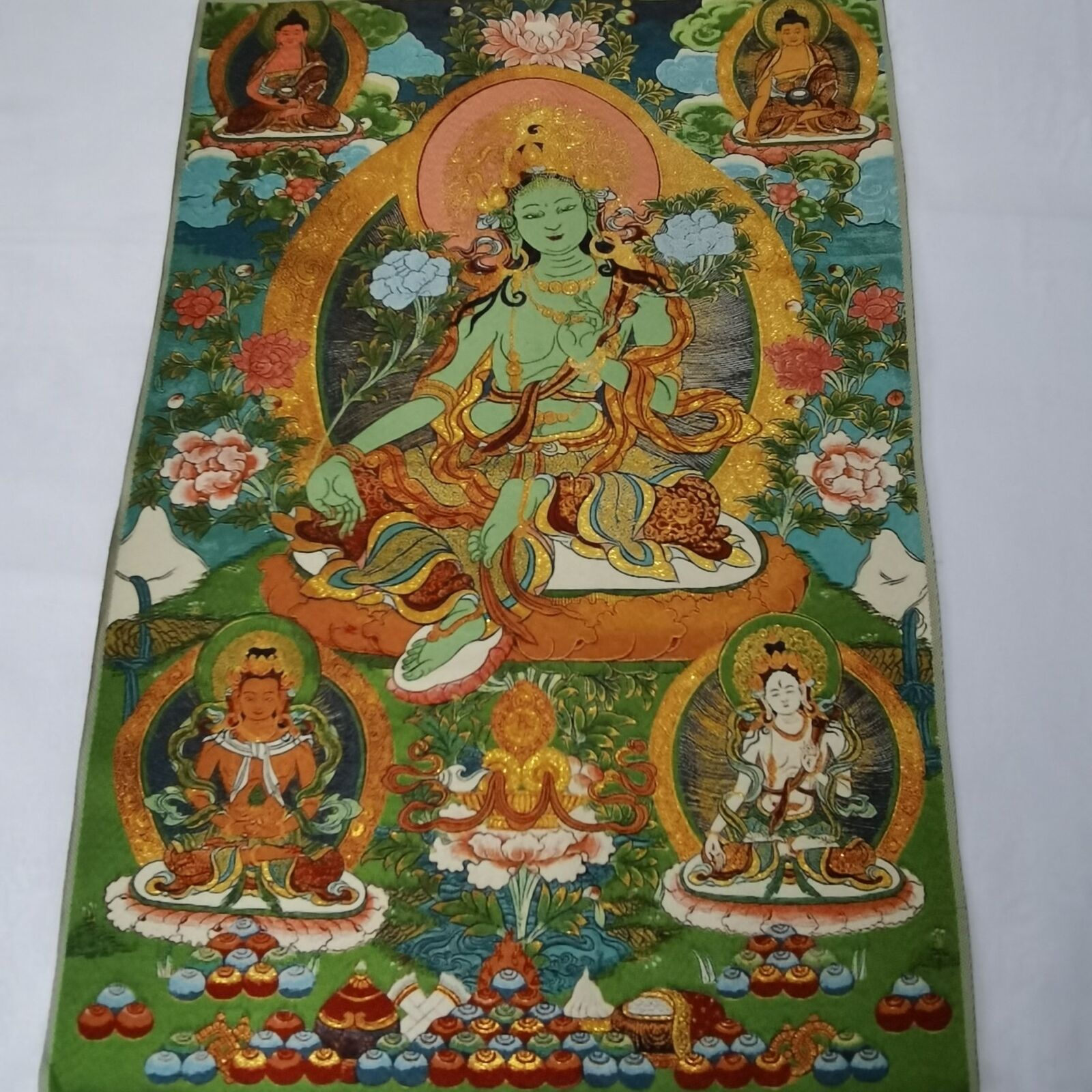 Home Textiles China - 36인치 티베트 천 실크 불교 그린
