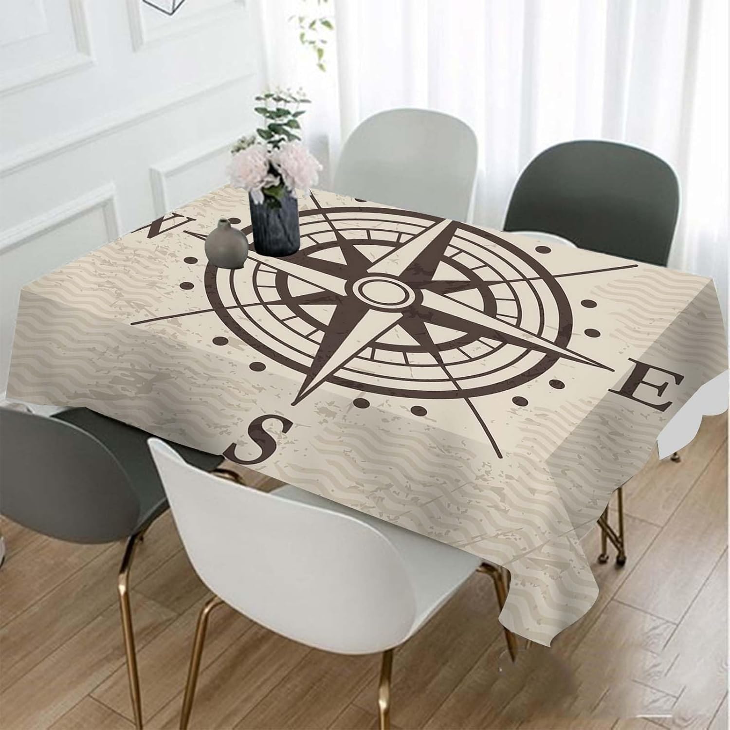 Home Textiles Direct - 빈티지 나침반 지도 모험 테이블보, 레트로