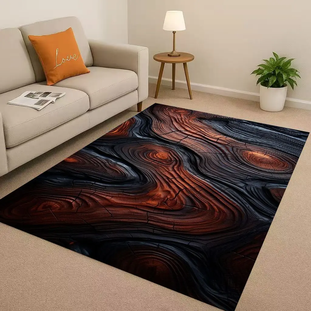 Home Textiles Rug - 클래식 나무결 나무 성장 반지형 갈색