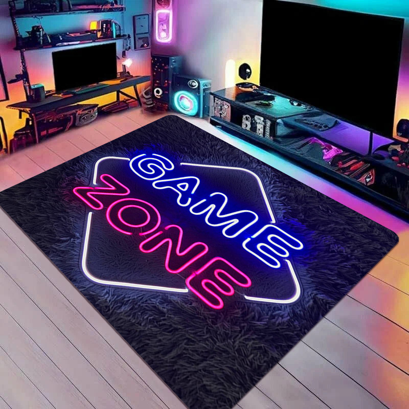 Home Textiles Rug - 페이크 네온 게임존 러그 논슬립 세탁