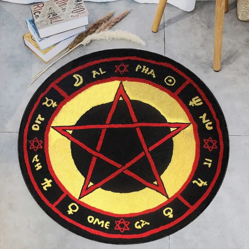 Home Textiles Rug - 신비한 기호 인쇄 라운드 영역 깔개,