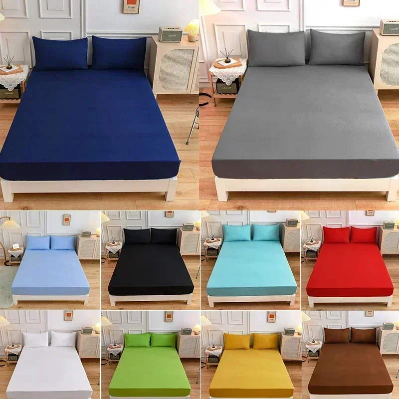 Mattress Pad Topper - 단색 부드러운 폴리에스터 피티드 시트 탄성