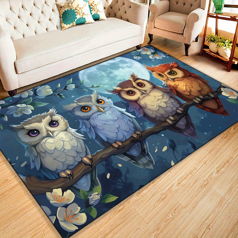 Home Textiles Rug - 달빛 올빼미 카펫: 편안한 프린트 러그,