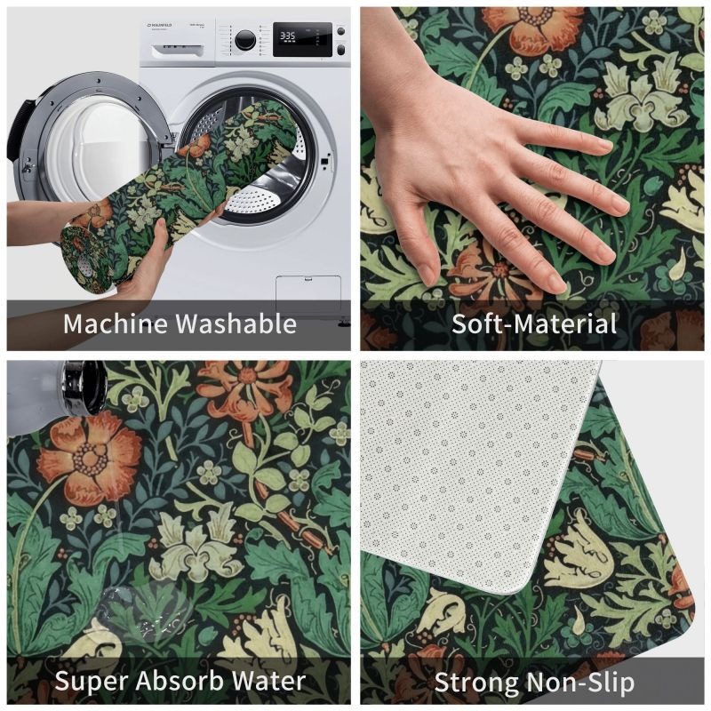 윌리엄 모리스 러그 현관 매트 실내 직물 패턴 욕실 주 - Home Textiles Rug 리뷰 및 가격