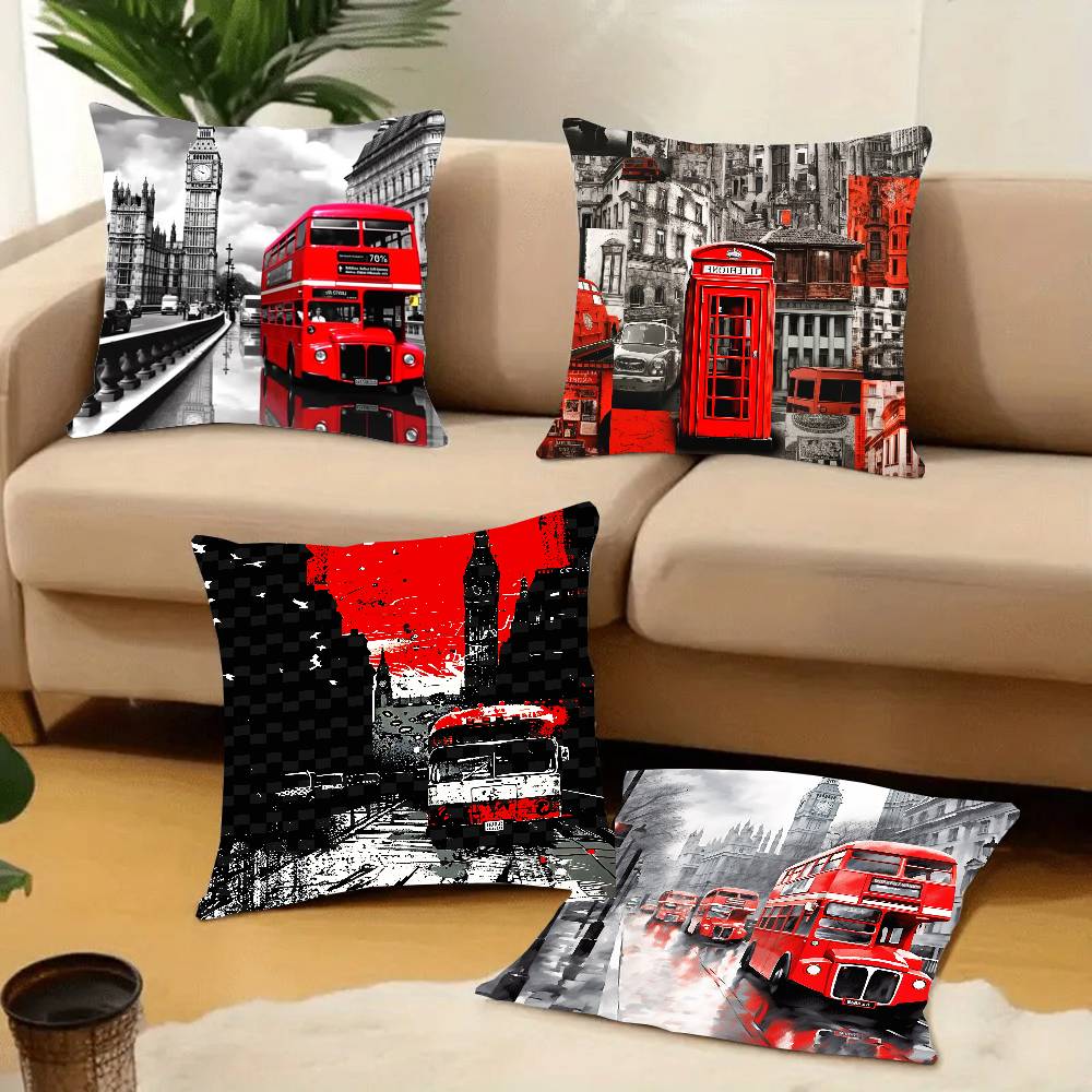 런던 레드 버스 프린트 베개 케이스 홈 데코 소파 침대 - Home Textiles London 리뷰 및 가격