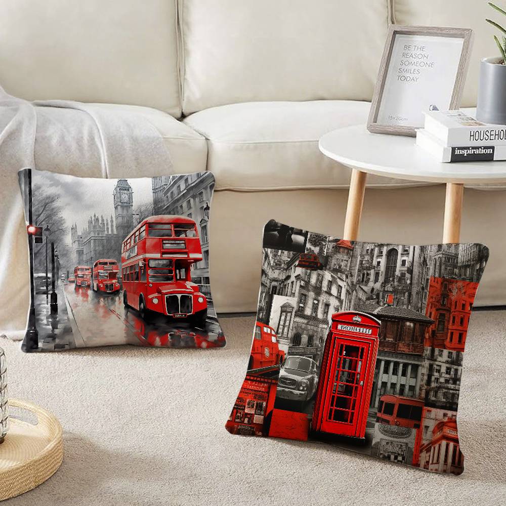 런던 레드 버스 프린트 베개 케이스 홈 데코 소파 침대 - Home Textiles London 리뷰 및 가격