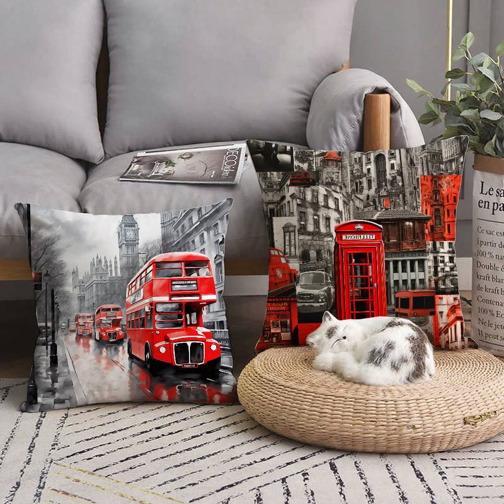 런던 레드 버스 프린트 베개 케이스 홈 데코 소파 침대 - Home Textiles London 리뷰 및 가격