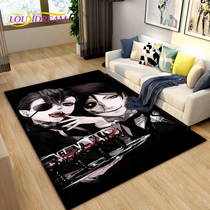 블랙 집사 애니메이션 만화 영역 러그, 거실 침실 소파 - Home Textiles Rug 리뷰 및 가격