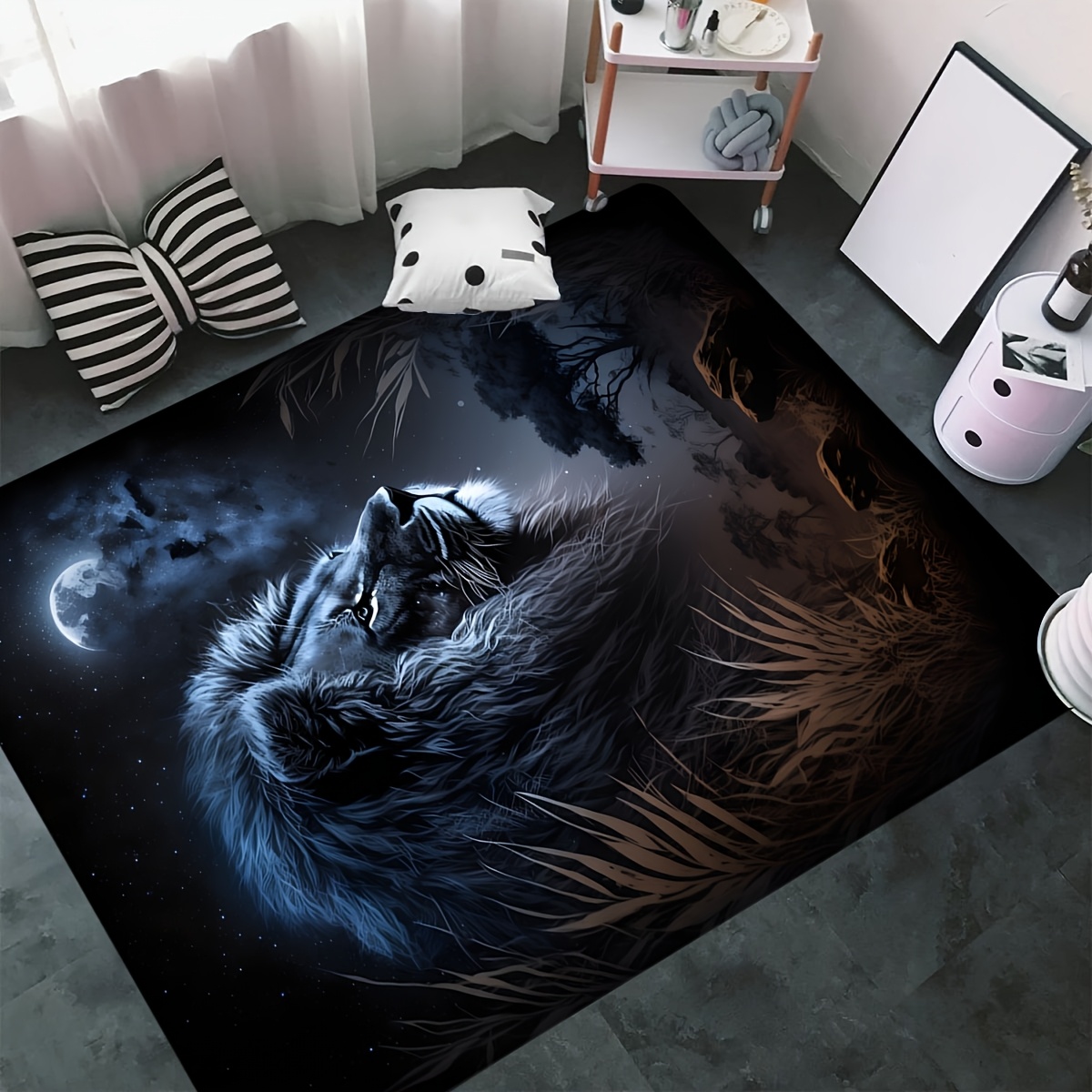 별이 빛나는 밤 사자 바닥 매트 - 독창적인 황금색 동 - Home Textiles Rug 리뷰 및 가격