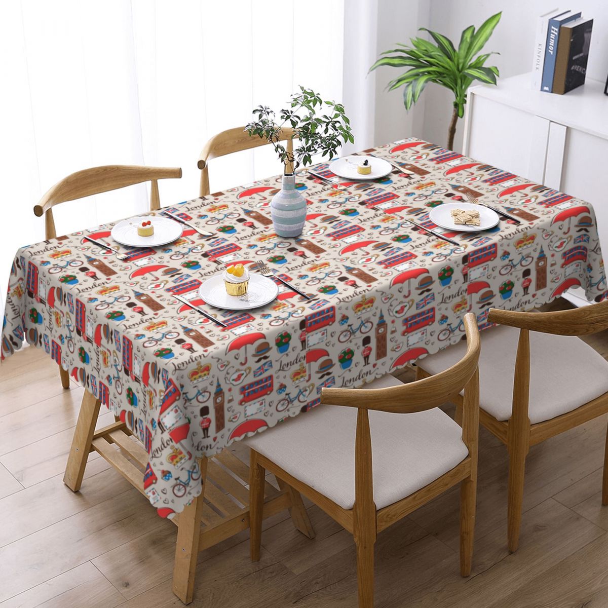 런던 패턴 직사각형 식탁보, 방수 테이블 천, 영국 국 - Home Textiles London 리뷰 및 가격