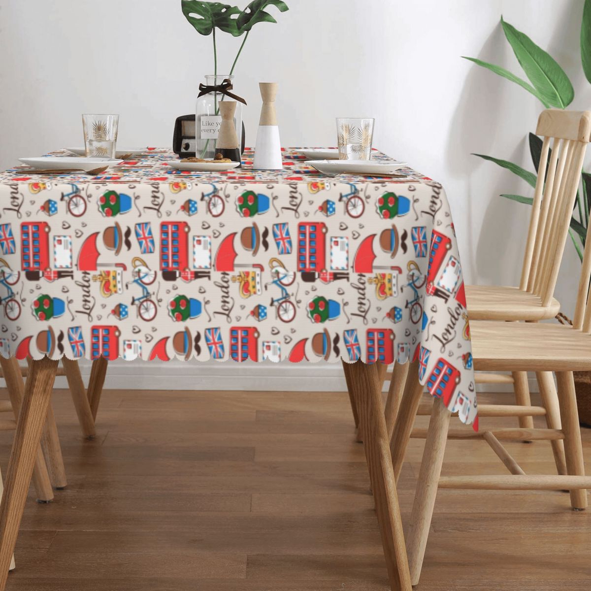 런던 패턴 직사각형 식탁보, 방수 테이블 천, 영국 국 - Home Textiles London 리뷰 및 가격