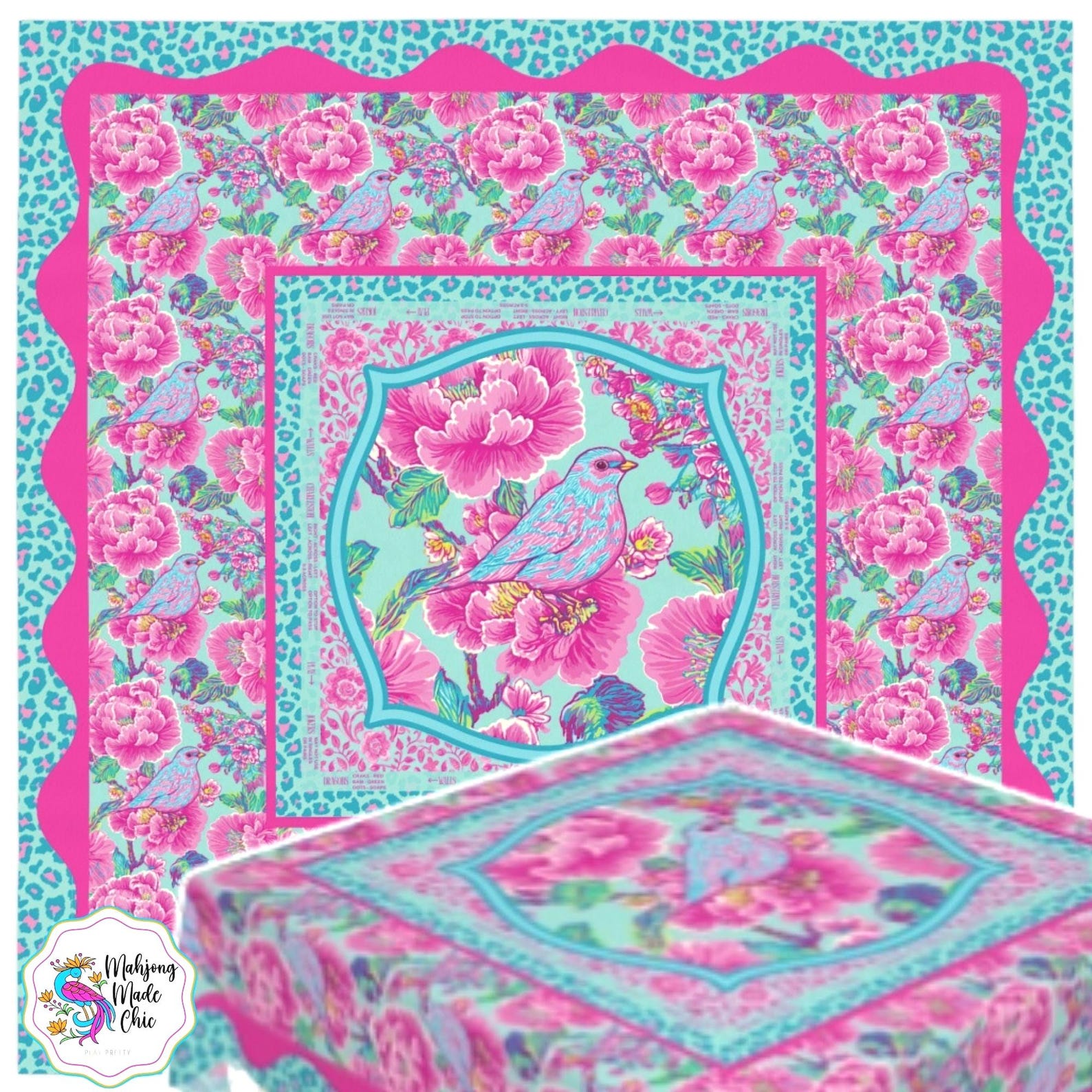 핑크 마작 게임 나이트 지침 사각형 테이블보 - 찰스턴 - Home Textiles Direct 리뷰 및 가격