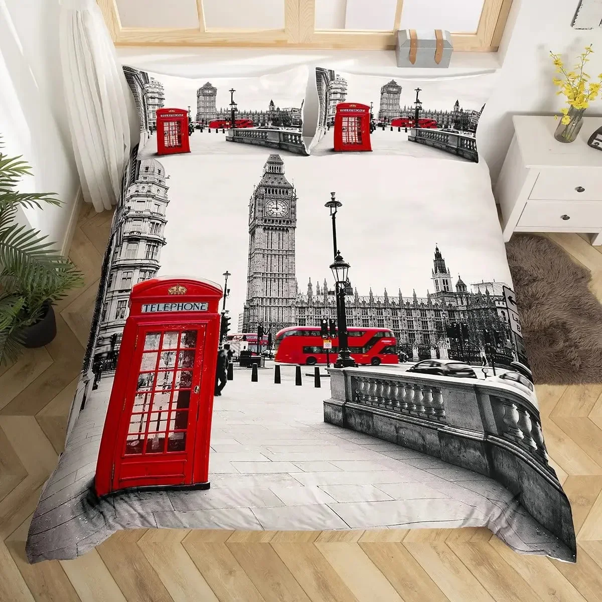 런던 전화 부스 빅벤 편안한 이불 커버 베개 커버 침구 - Home Textiles London 리뷰 및 가격