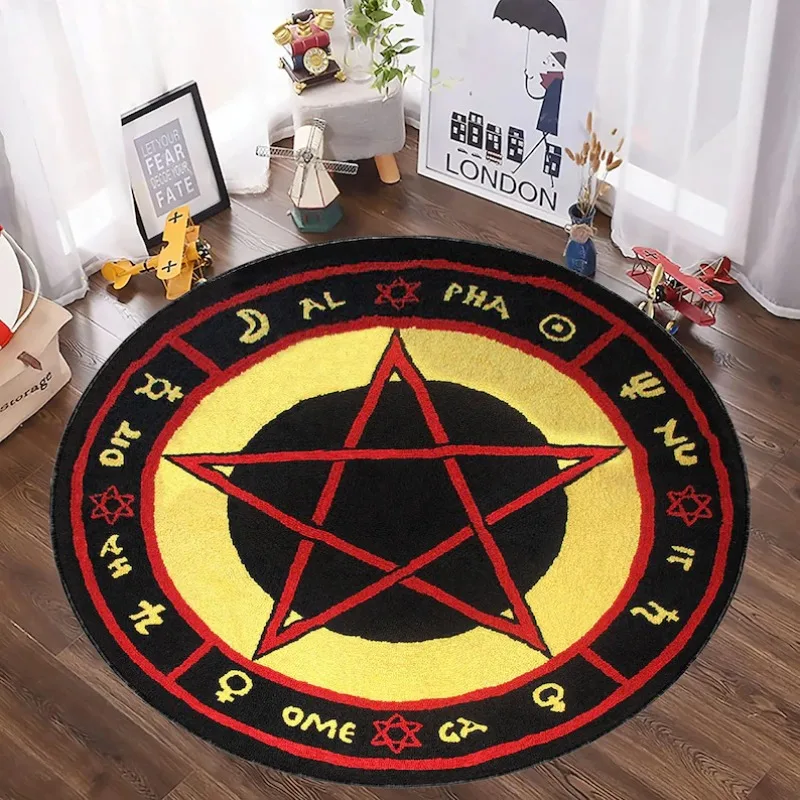 신비한 기호 인쇄 라운드 영역 깔개, 크리스탈 벨벳 천 - Home Textiles Rug 리뷰 및 가격